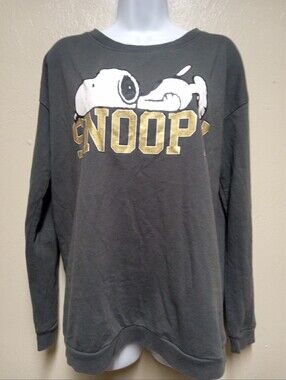 Snoopy Sweatshirt Medium Mighty Fine Dark Grey Long Sleeve Light Weight Top